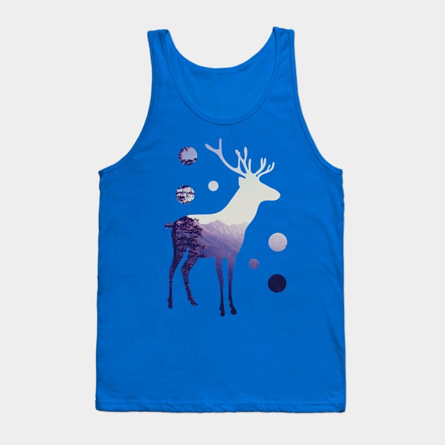 Deer with Mountains and Dots Tank Top by SarahMurphy